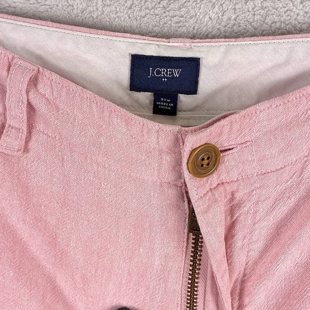 J.Crew Shorts Mens 31 (32) Pink Linen Blend Preppy Beach Hamptons Summer Luxury
